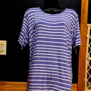 LuLaRoe Blue & White Striped Shirt - Size 2XL
